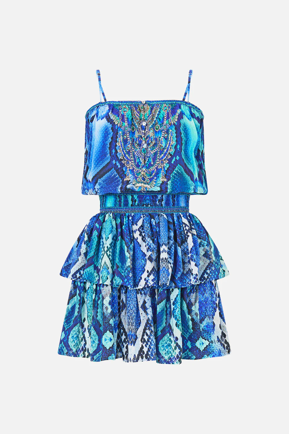 SHIRRED WAIST MINI DRESS THE SAPPHIRE SERPENT - Image 3