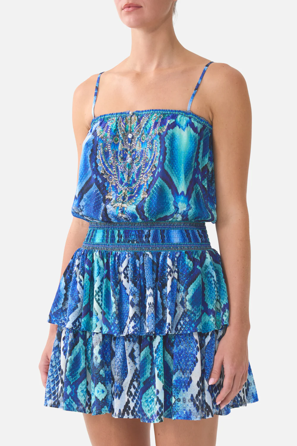 SHIRRED WAIST MINI DRESS THE SAPPHIRE SERPENT - Image 5