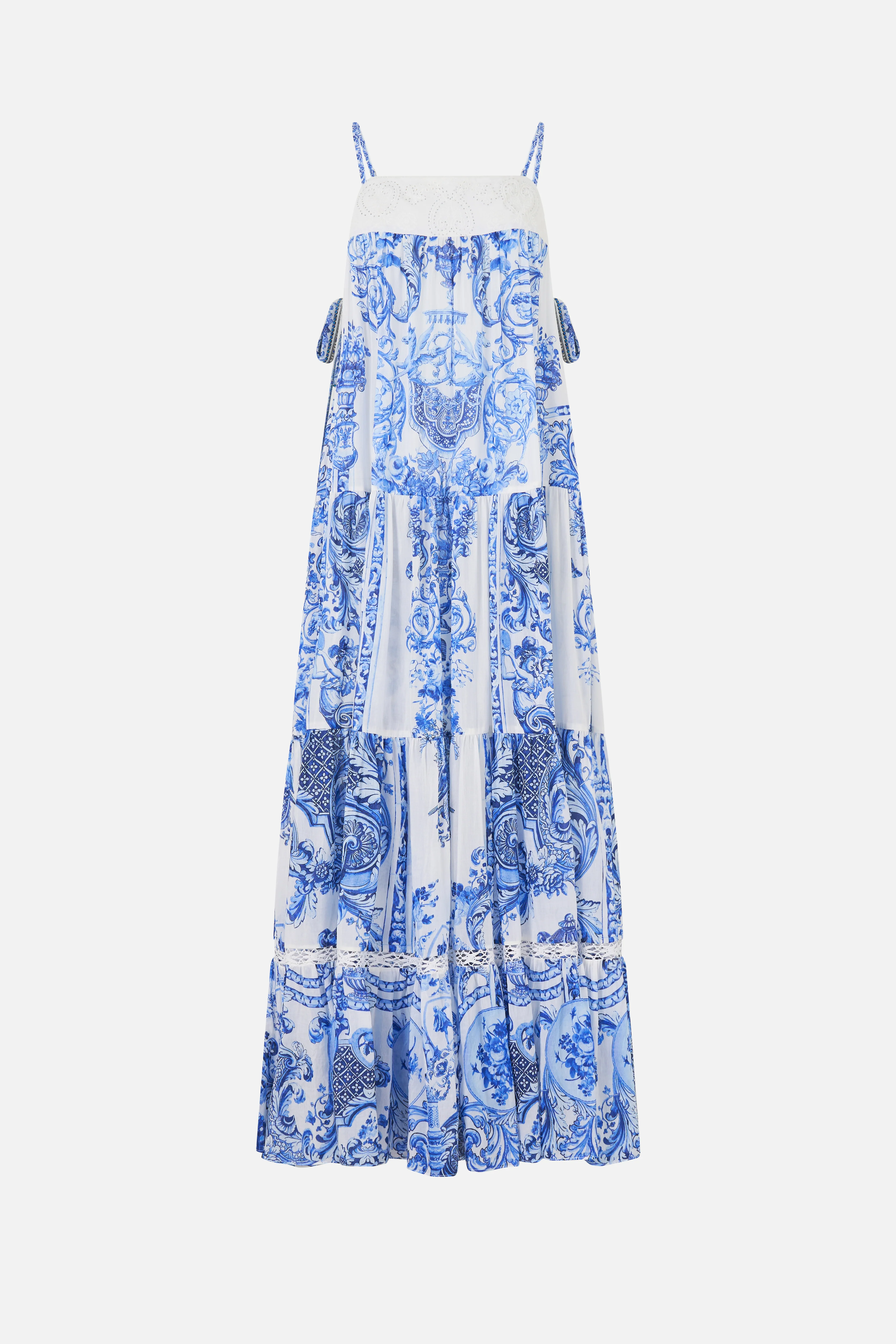 LONG TIERED DRESS WITH BOW TIES CERAMIC PANORAMIC - Image 3