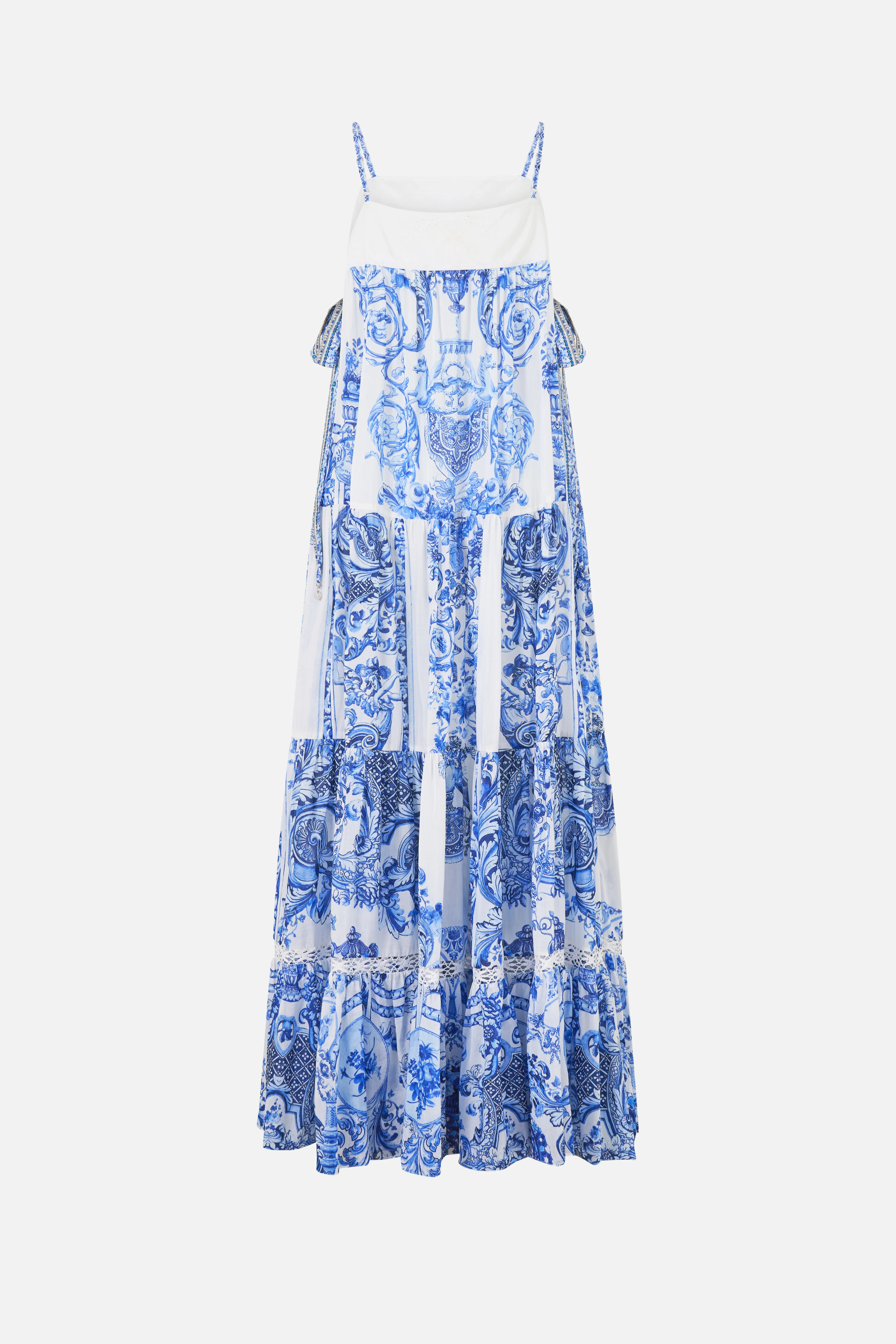 LONG TIERED DRESS WITH BOW TIES CERAMIC PANORAMIC - Image 6