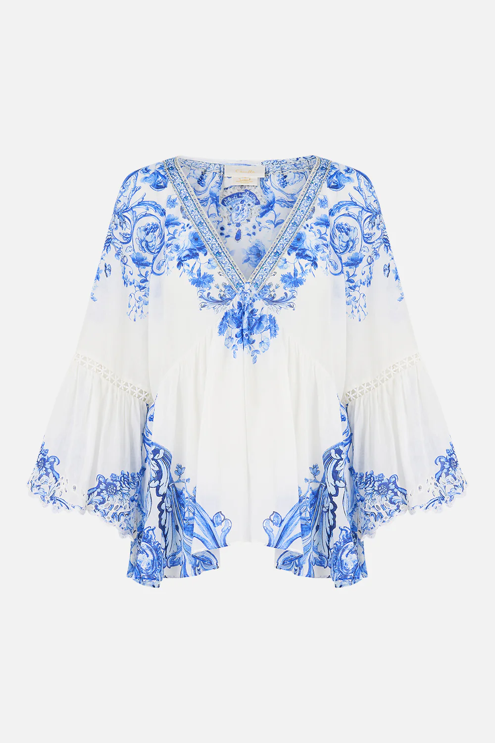 RAGLAN BLOUSE WITH SLEEVE RUFFLE CERAMIC PANORAMIC - Image 3