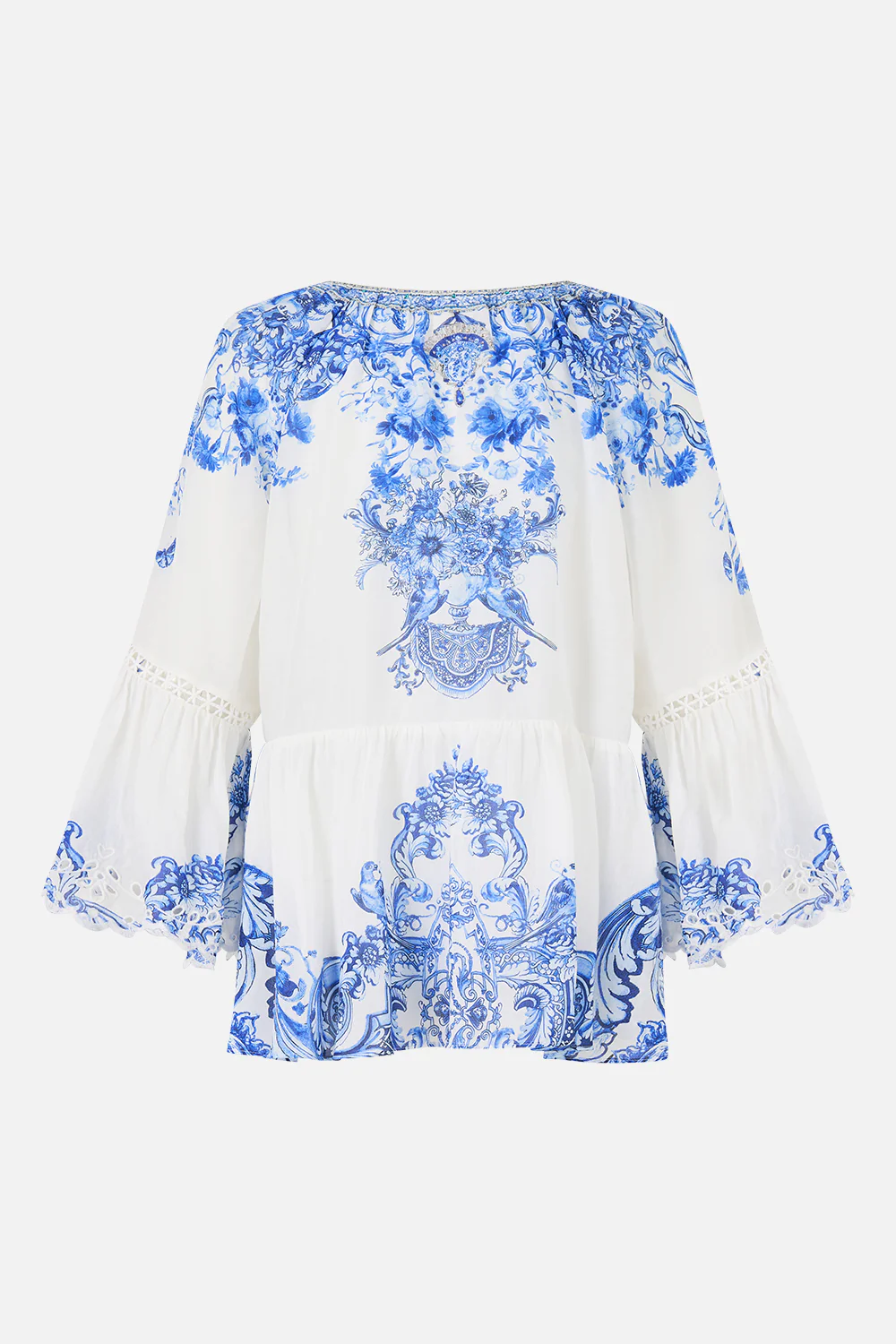 RAGLAN BLOUSE WITH SLEEVE RUFFLE CERAMIC PANORAMIC - Image 6