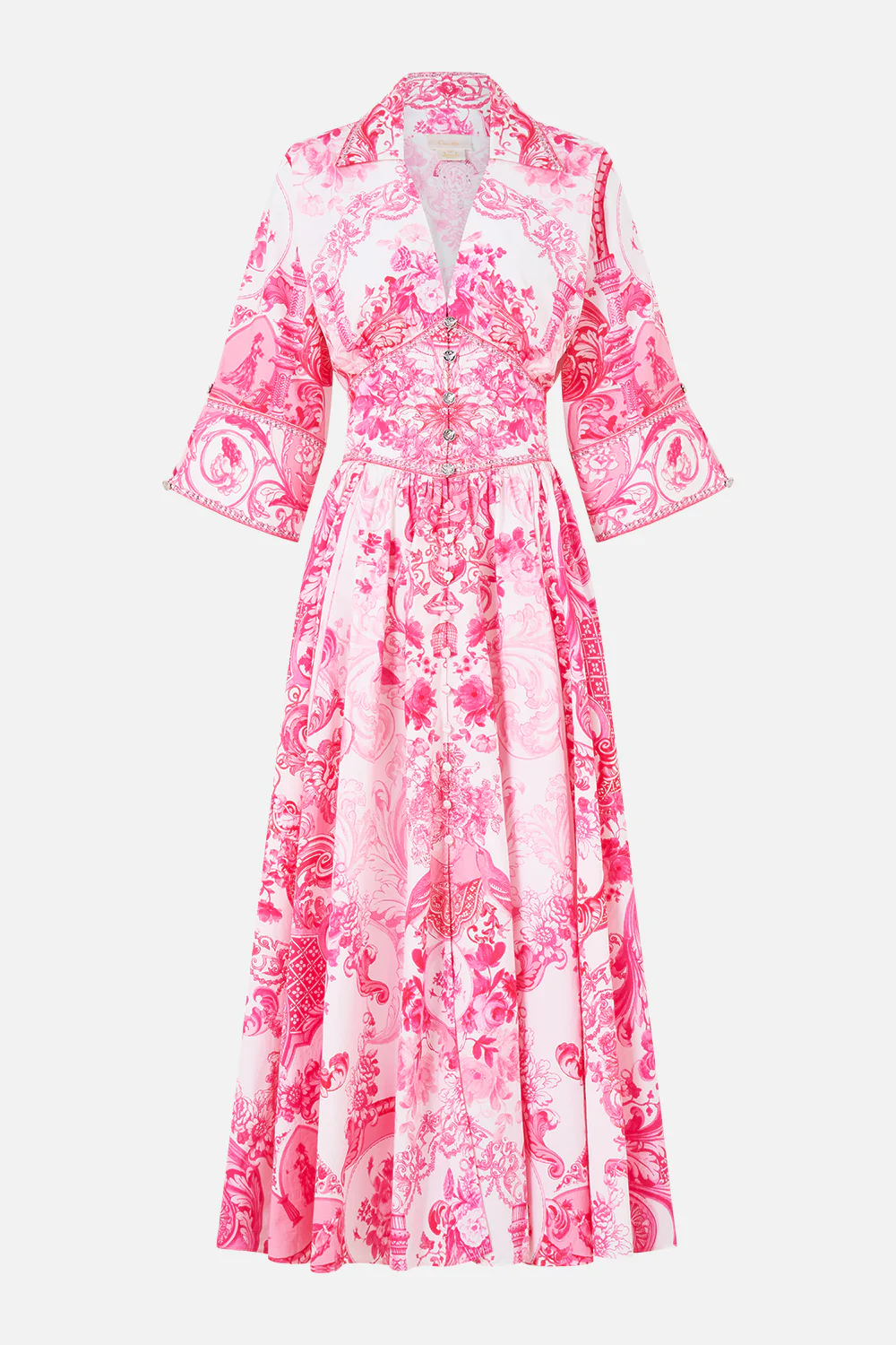 SHAPED WAISTBAND MIDI DRESS LIVIN LA VIDA ROSA - Image 3