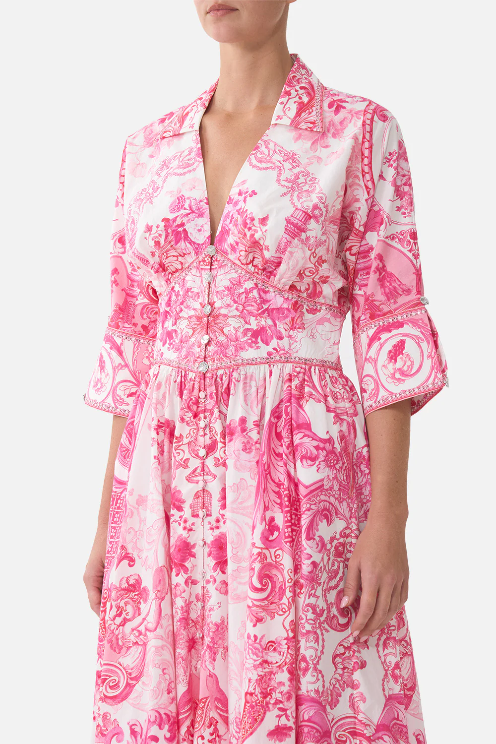 SHAPED WAISTBAND MIDI DRESS LIVIN LA VIDA ROSA - Image 5