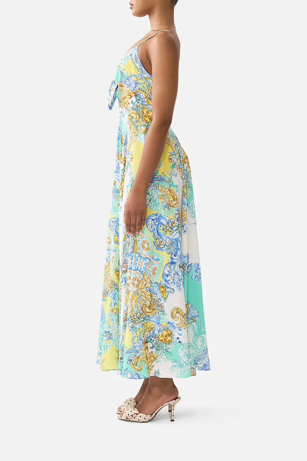 LONG DRESS WITH TIE FRONT DIAL UP THE TILES - Image 4