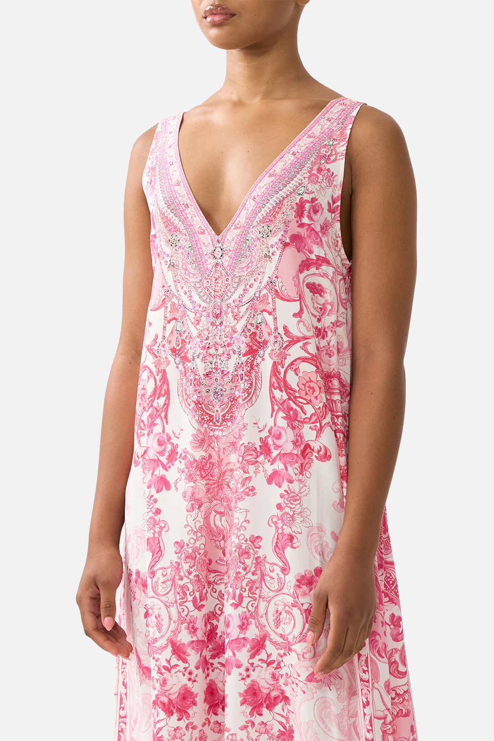 V NECK FLARED JUMPSUIT LIVIN LA VIDA ROSA - Image 5
