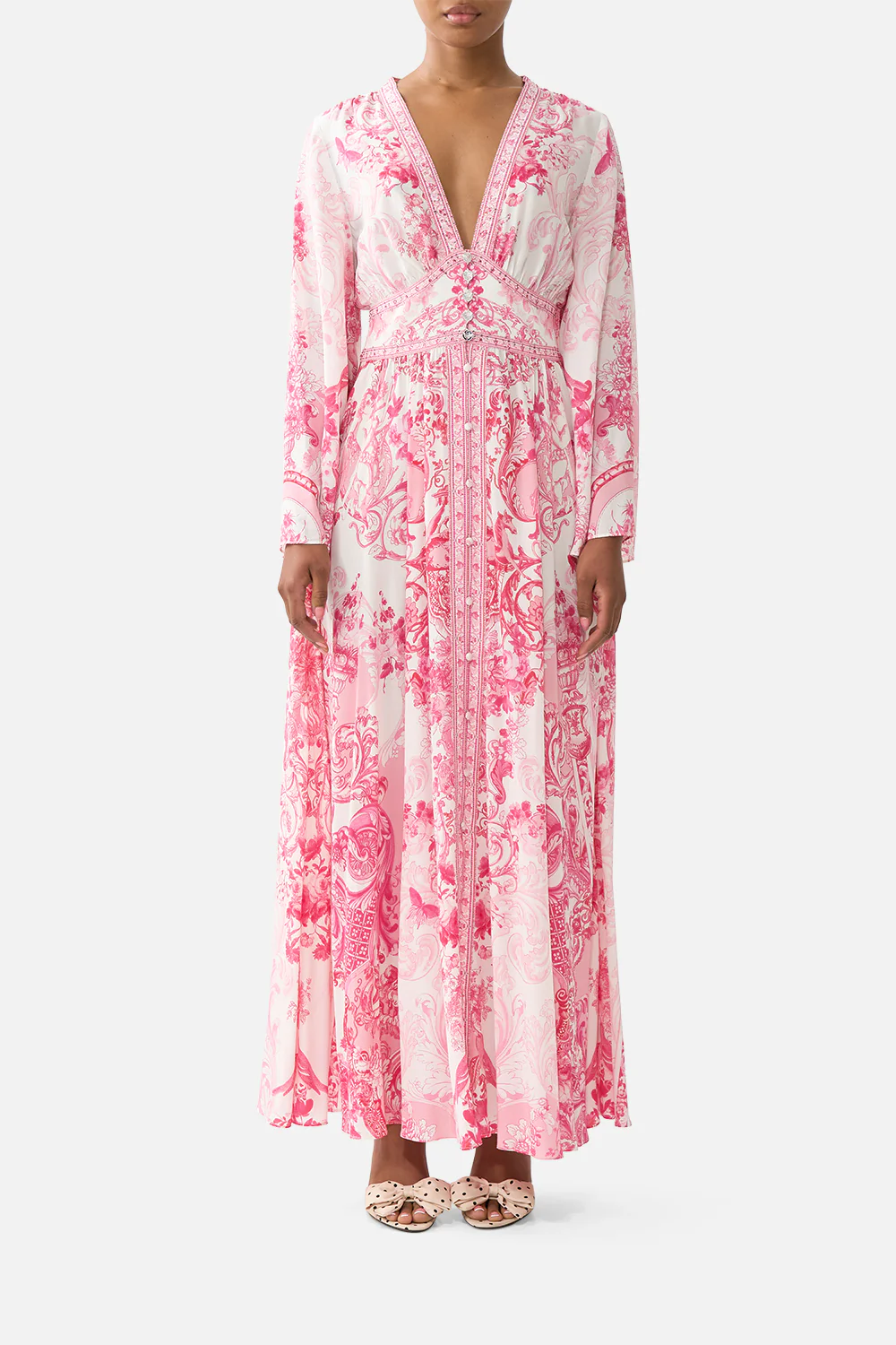 KIMONO SLEEVE DRESS WITH SHIRRING DETAIL LIVIN LA VIDA ROSA