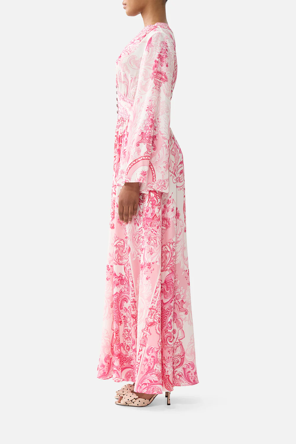 KIMONO SLEEVE DRESS WITH SHIRRING DETAIL LIVIN LA VIDA ROSA - Image 4
