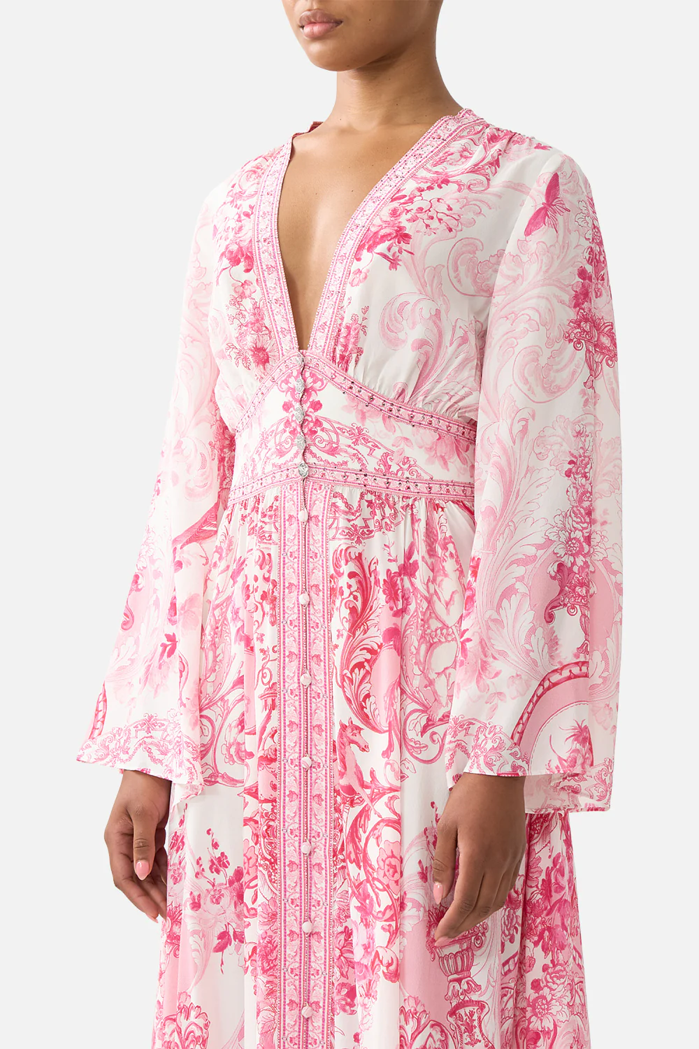 KIMONO SLEEVE DRESS WITH SHIRRING DETAIL LIVIN LA VIDA ROSA - Image 5