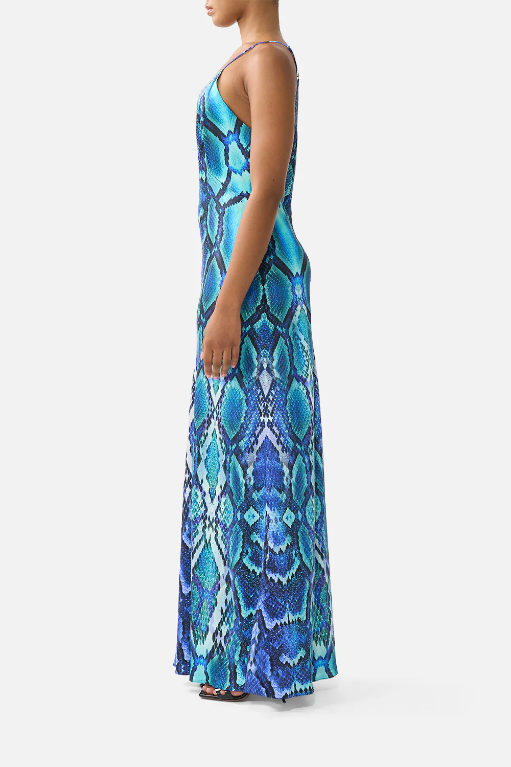 V NECK FULL LENGTH BIAS SLIP DRESS THE SAPPHIRE SERPENT - Image 4