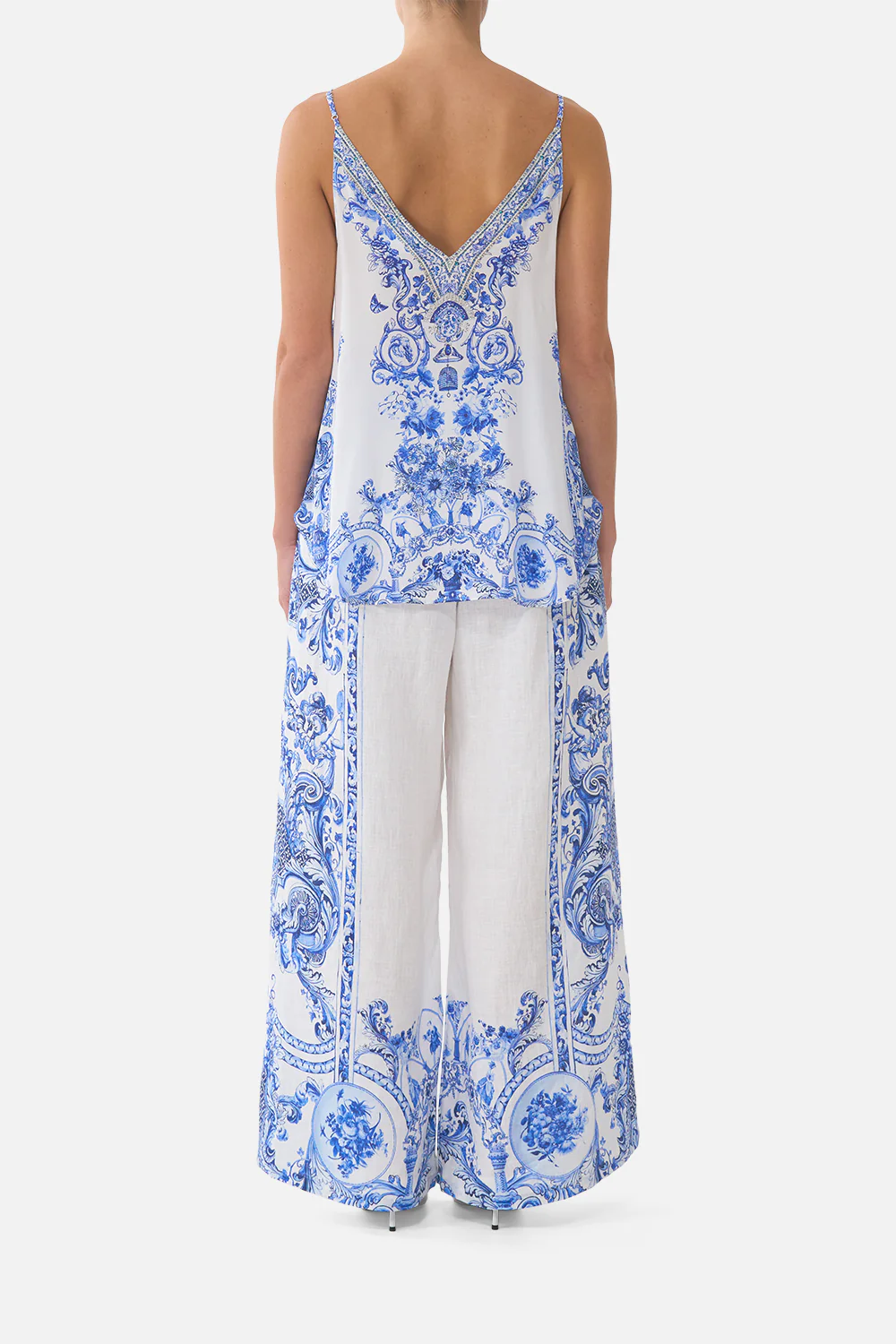 WIDE LEG TROUSER WITH FRONT POCKETS CERAMIC PANORAMIC - Image 2