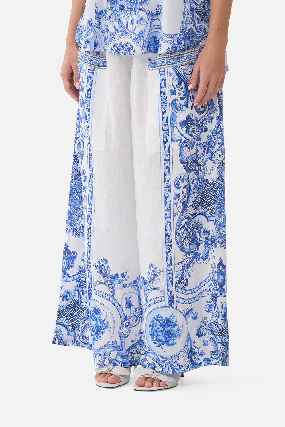 WIDE LEG TROUSER WITH FRONT POCKETS CERAMIC PANORAMIC - Image 4