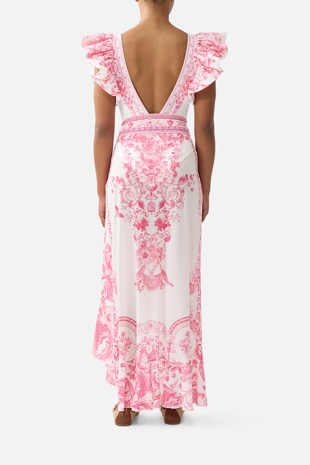 LONG SARONG WITH TIE WAIST AND FRILL EDGE LIVIN LA VIDA ROSA - Image 2