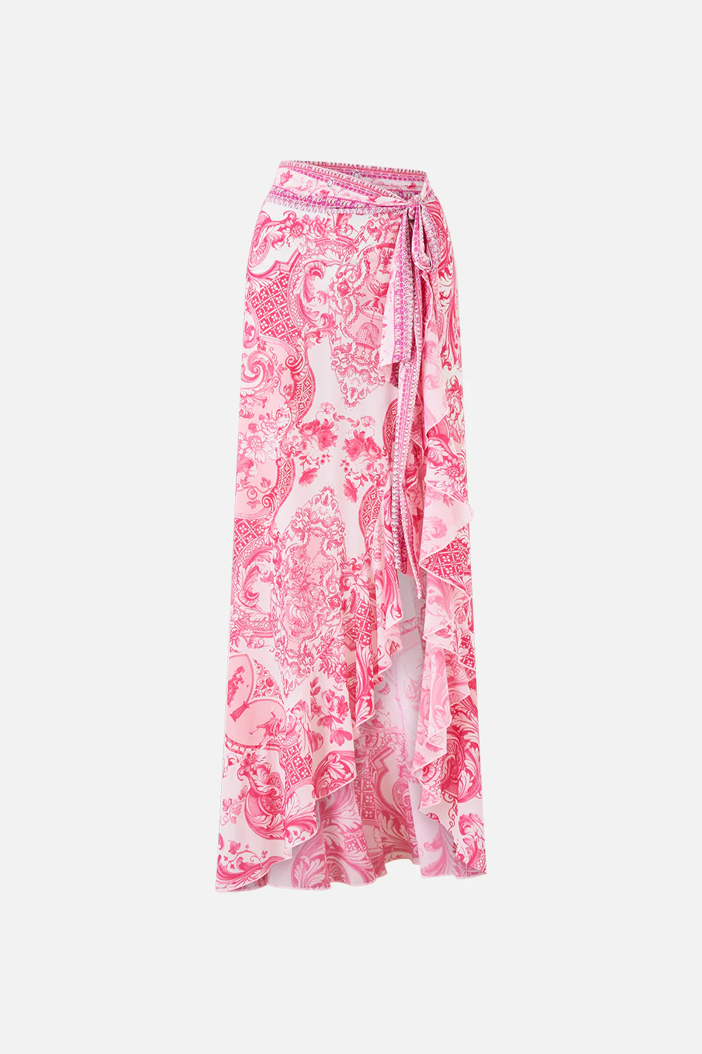LONG SARONG WITH TIE WAIST AND FRILL EDGE LIVIN LA VIDA ROSA - Image 3