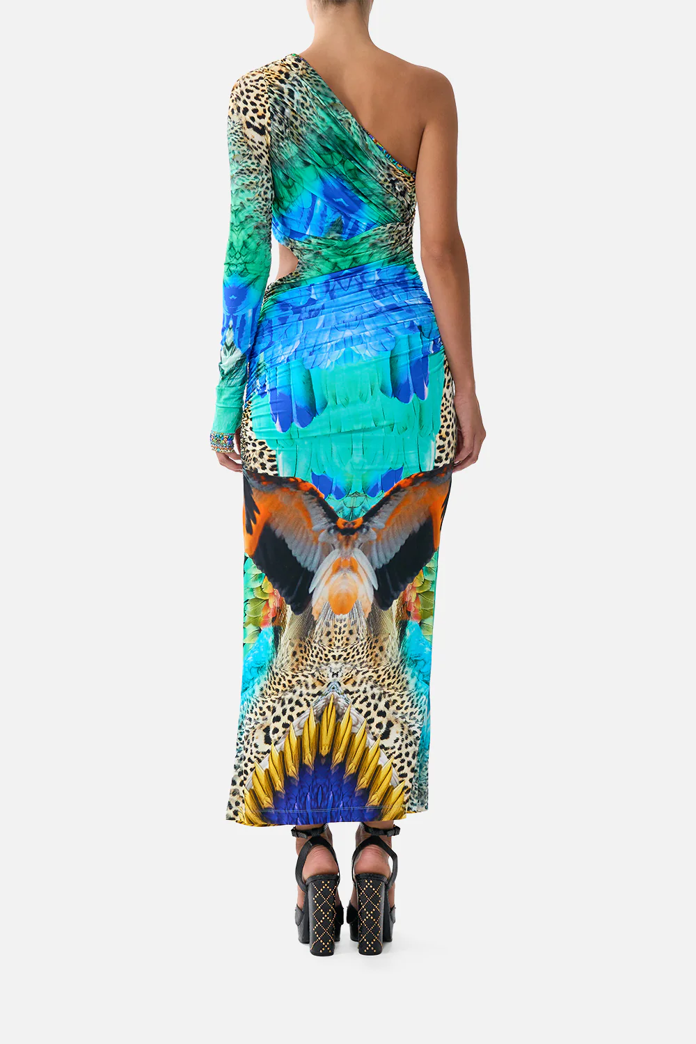 ONE SHOULDER JERSEY CUT OUT DRESS JUNGLE FLIGHT - Image 2