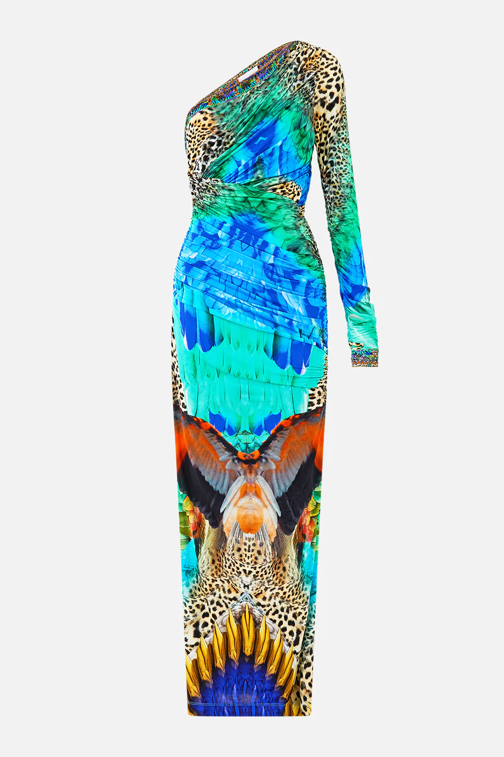 ONE SHOULDER JERSEY CUT OUT DRESS JUNGLE FLIGHT - Image 3