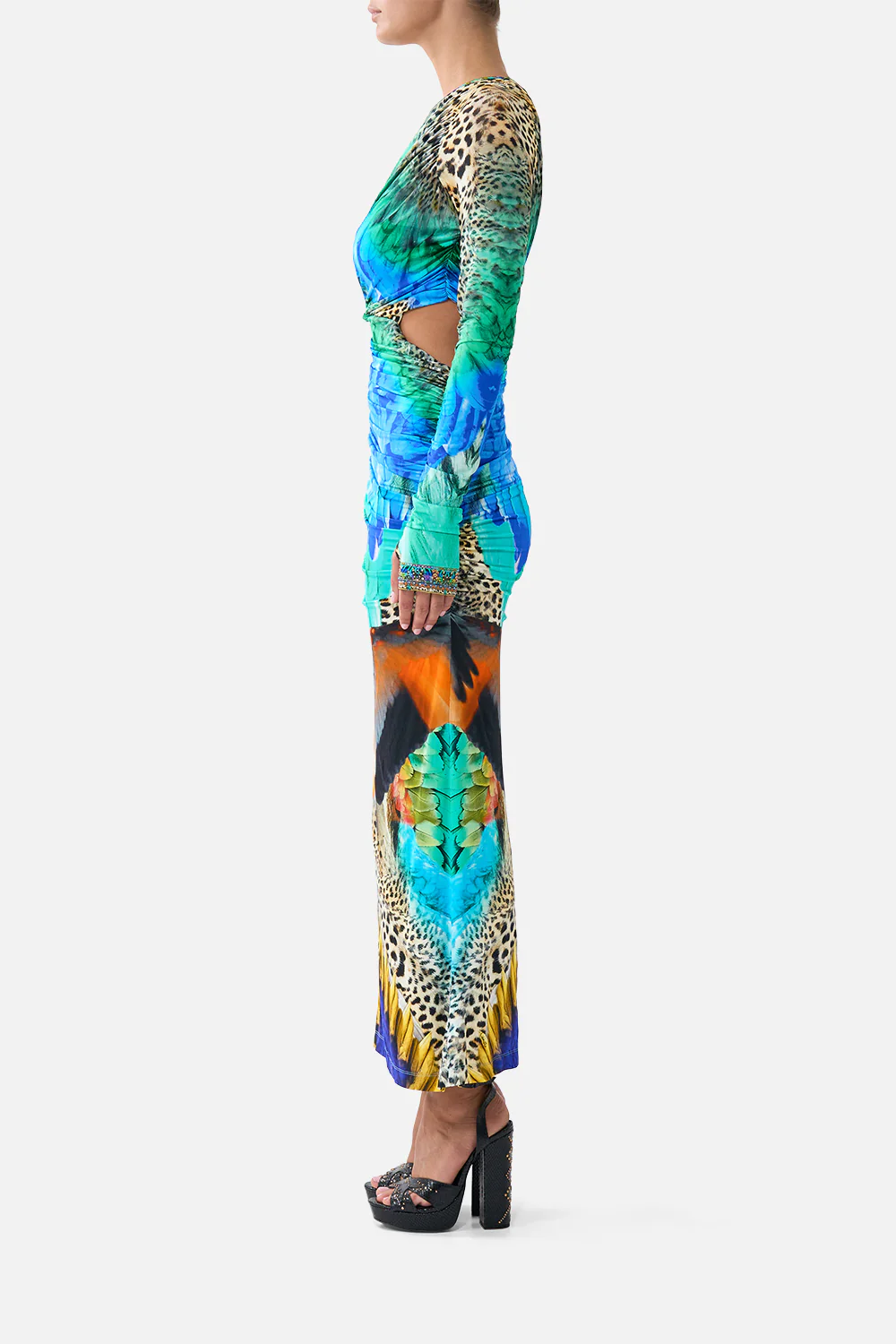 ONE SHOULDER JERSEY CUT OUT DRESS JUNGLE FLIGHT - Image 4