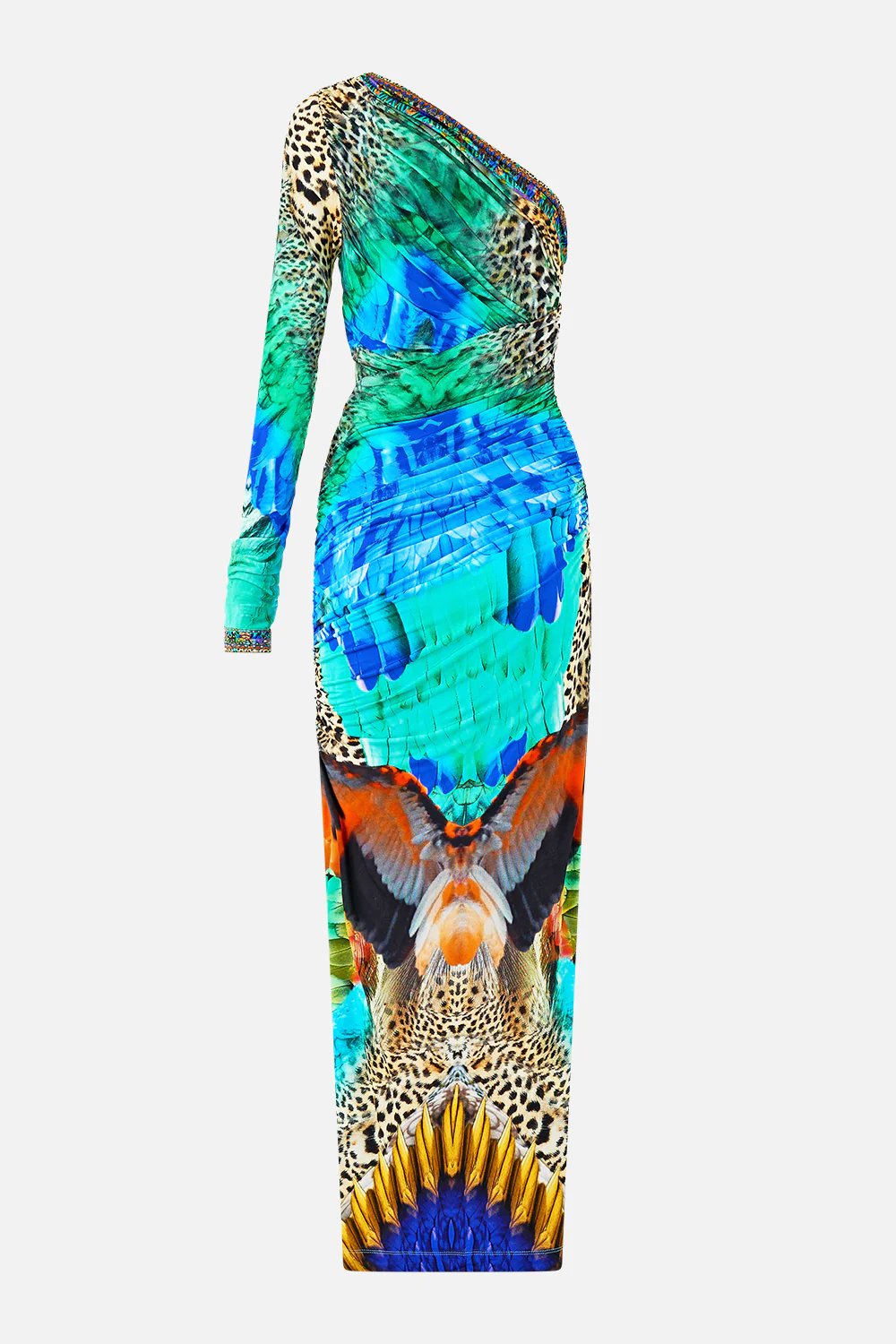 ONE SHOULDER JERSEY CUT OUT DRESS JUNGLE FLIGHT - Image 7