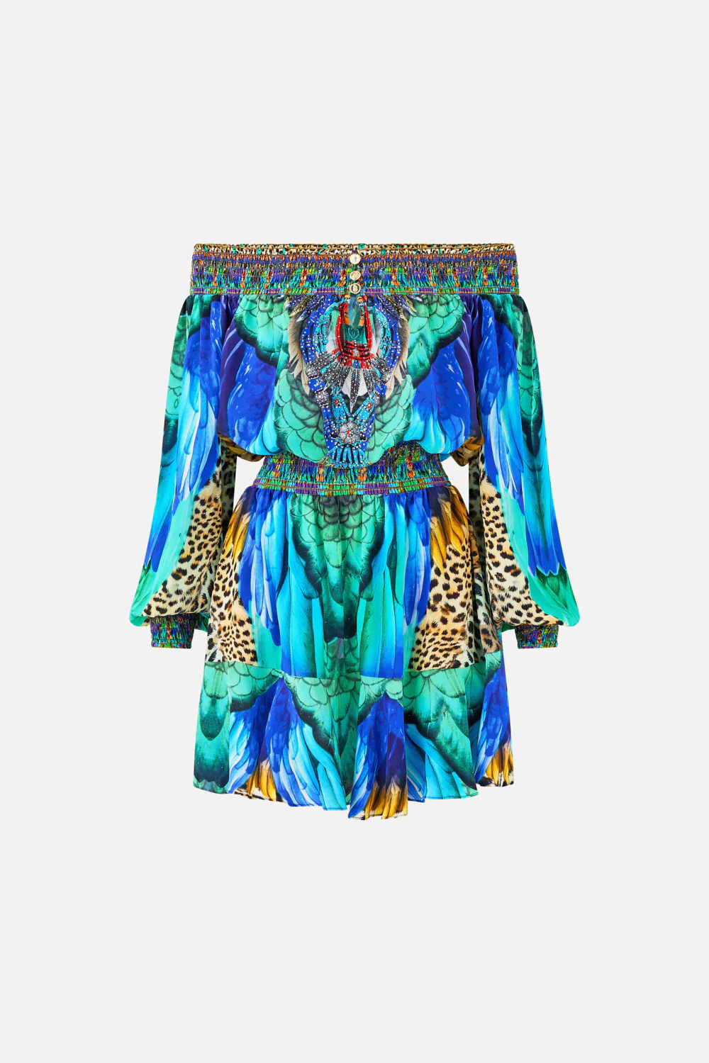 OFF SHOULDER SHORT DRESS JUNGLE FLIGHT - Image 3