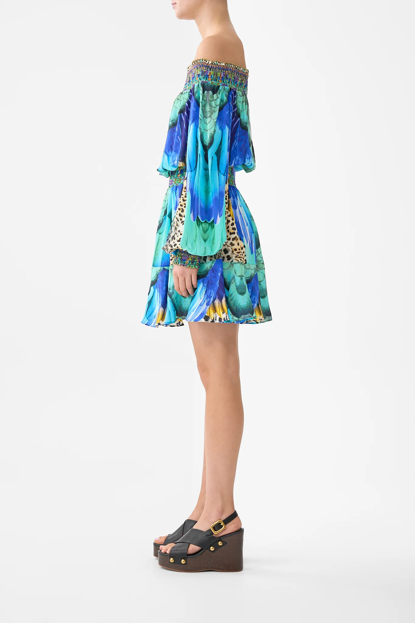 OFF SHOULDER SHORT DRESS JUNGLE FLIGHT - Image 4