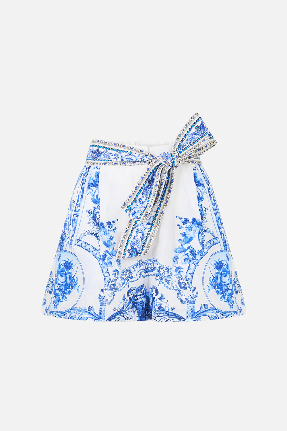 TUCK FRONT SHORT WITH BELT CERAMIC PANORAMIC - Image 3