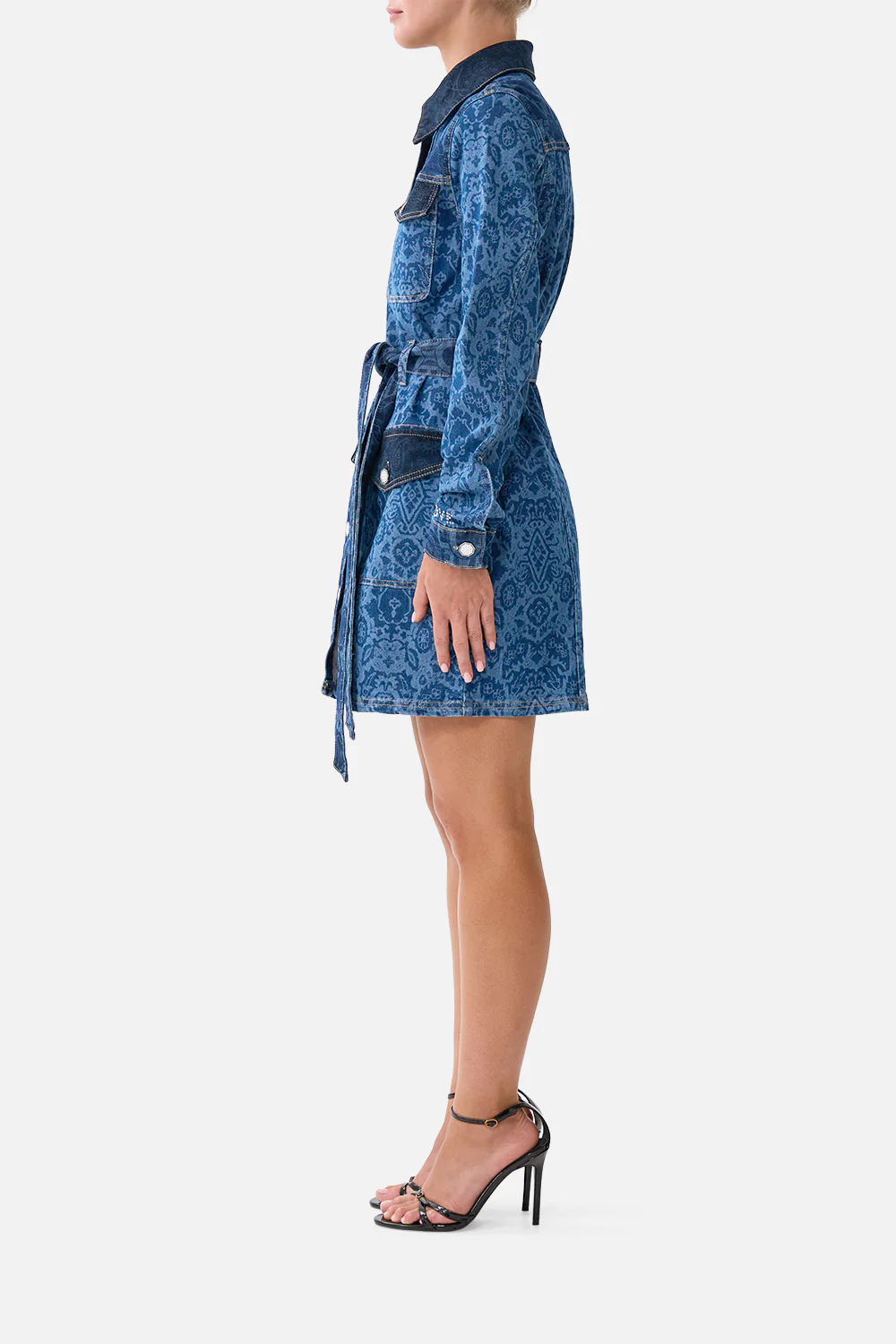 JENNA BELTED MINI DRESS DENIM - Image 4