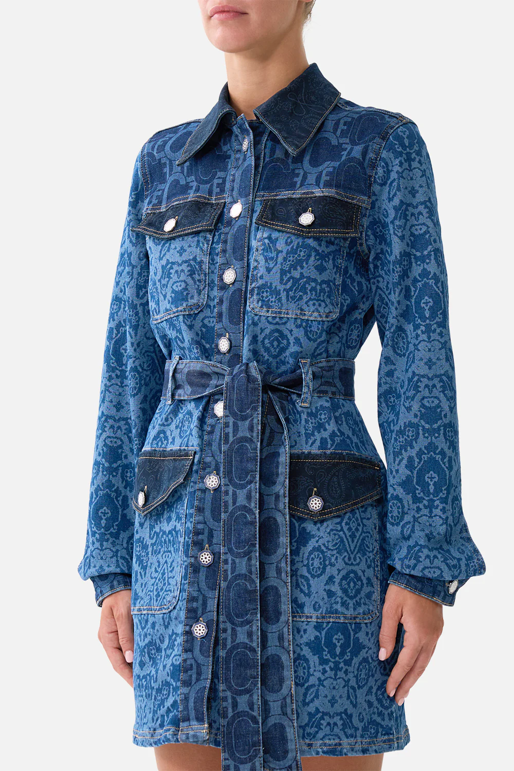 JENNA BELTED MINI DRESS DENIM - Image 5