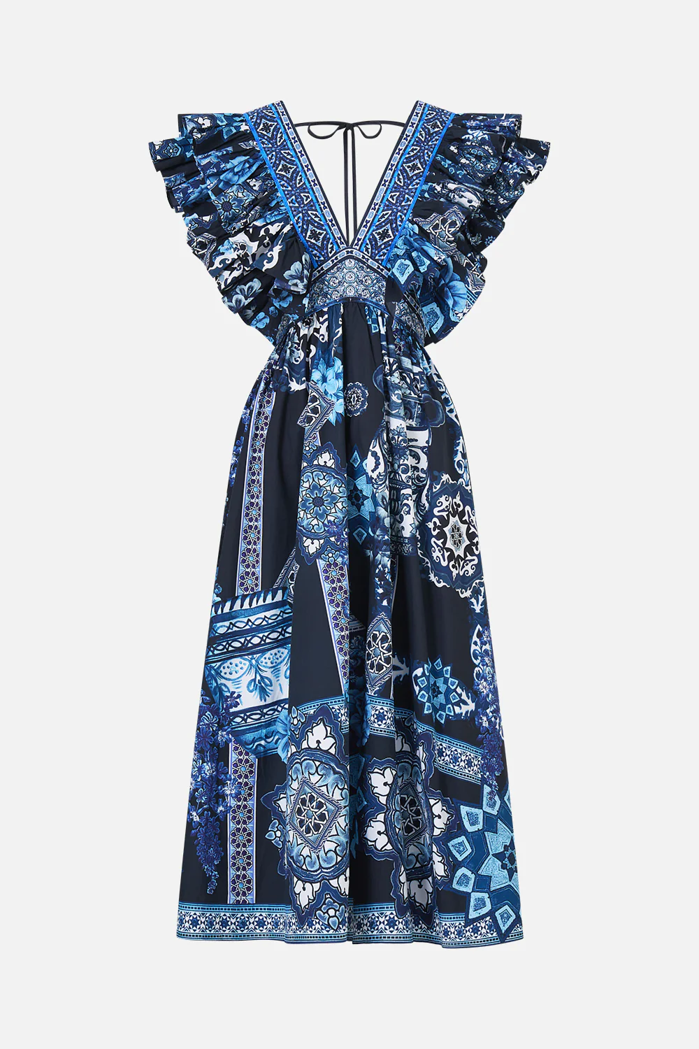 DOUBLE FRILL SLEEVE MIDI DRESS A TILED WONDERLAND - Image 3