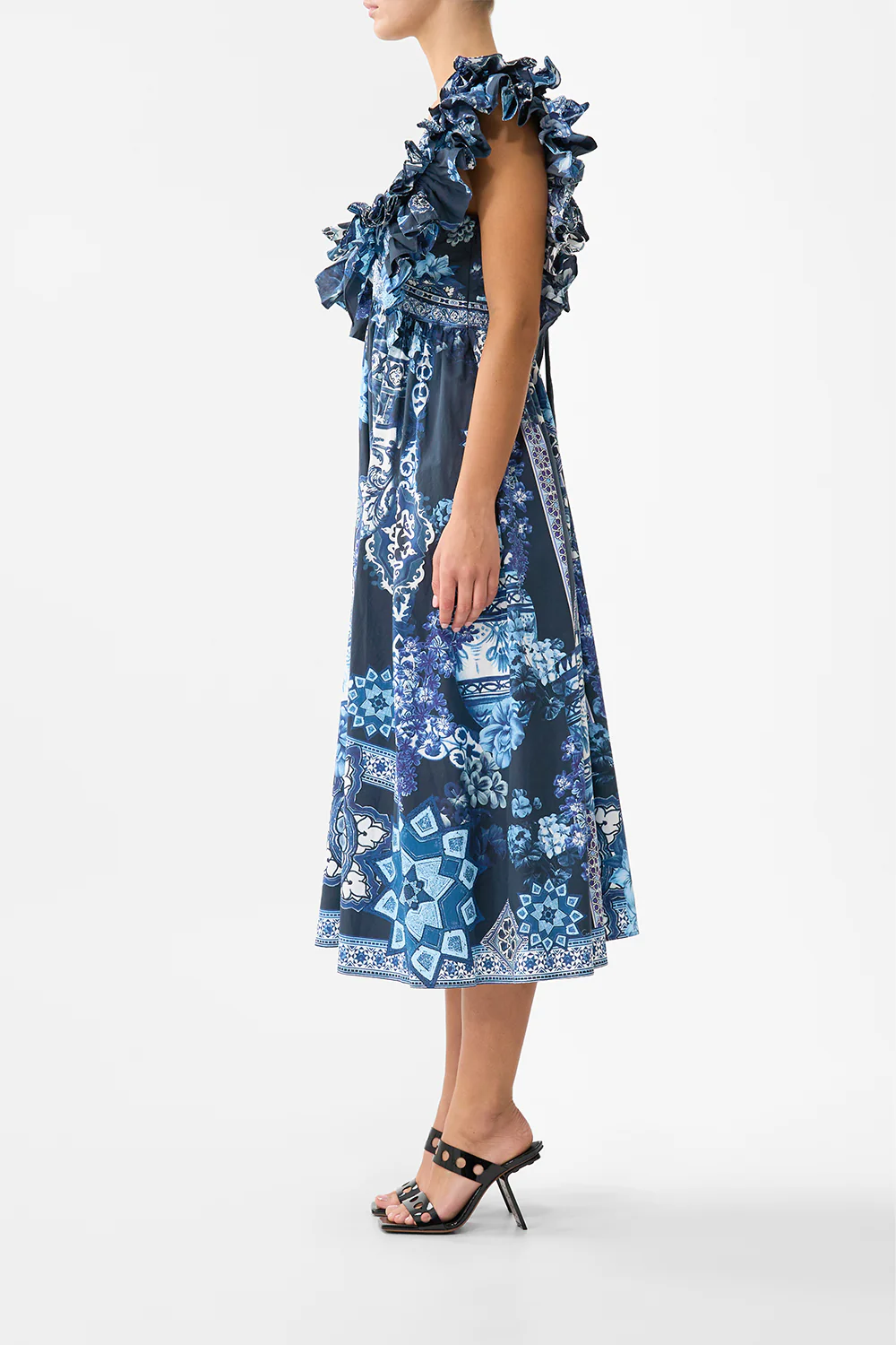 DOUBLE FRILL SLEEVE MIDI DRESS A TILED WONDERLAND - Image 4