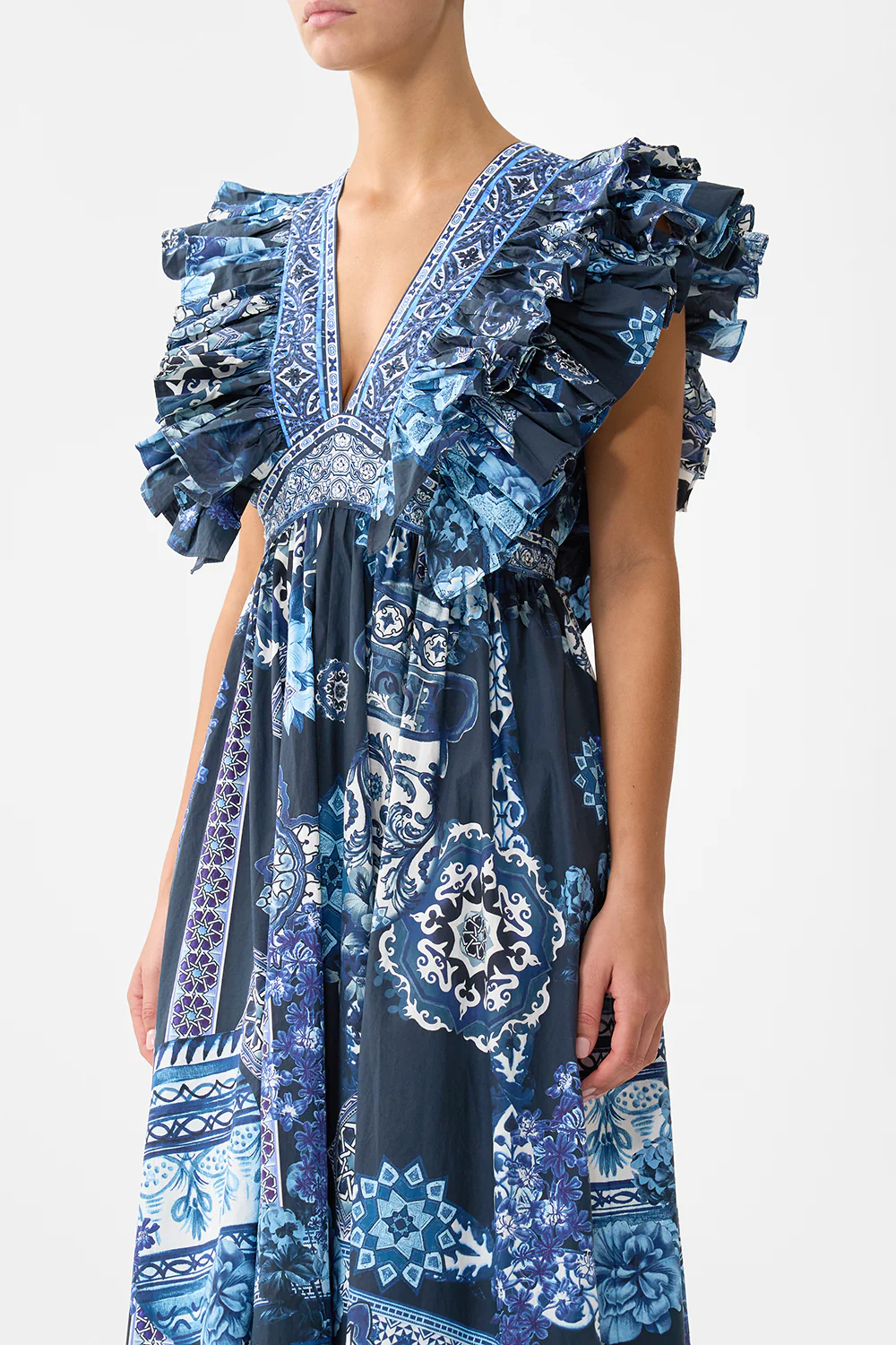 DOUBLE FRILL SLEEVE MIDI DRESS A TILED WONDERLAND - Image 5