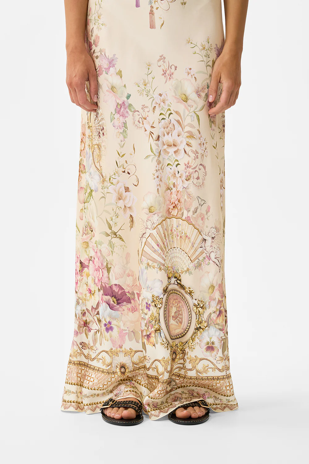V NECK FULL LENGTH BIAS SLIP DRESS ADORNED IN ARANJUEZ - Image 6
