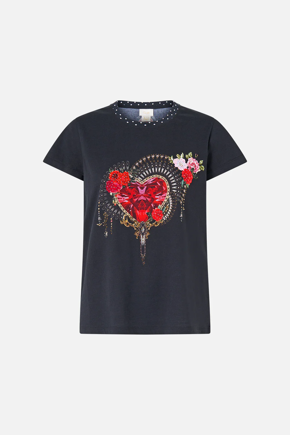 SLIM FIT ROUND NECK T-SHIRT - BLACK DAUGHTERS OF DUENDE - Image 3