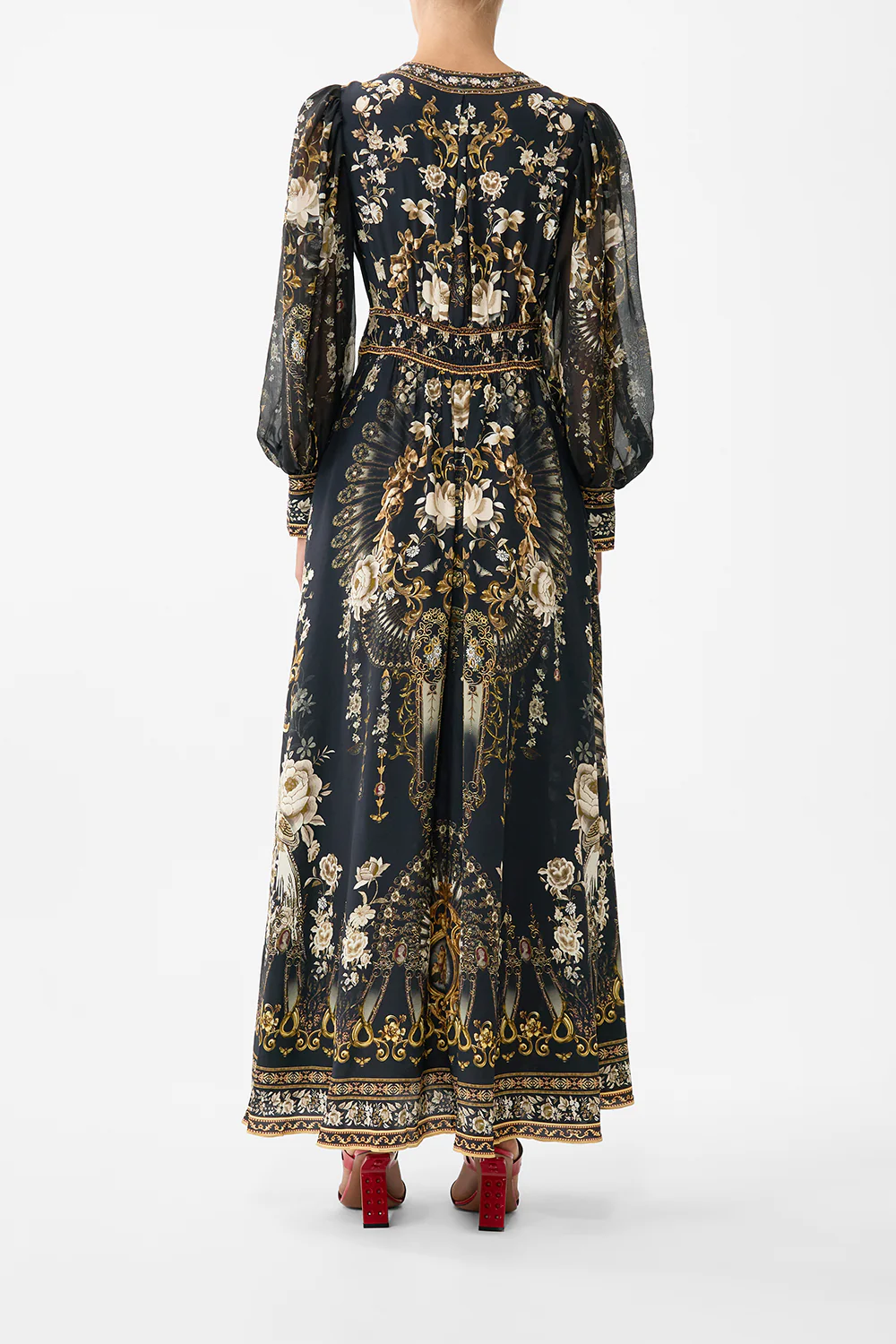 SHAPED WAISTBAND DRESS WITH GATHERED SLEEVES FLAMENCO FOLKLORE - Image 2
