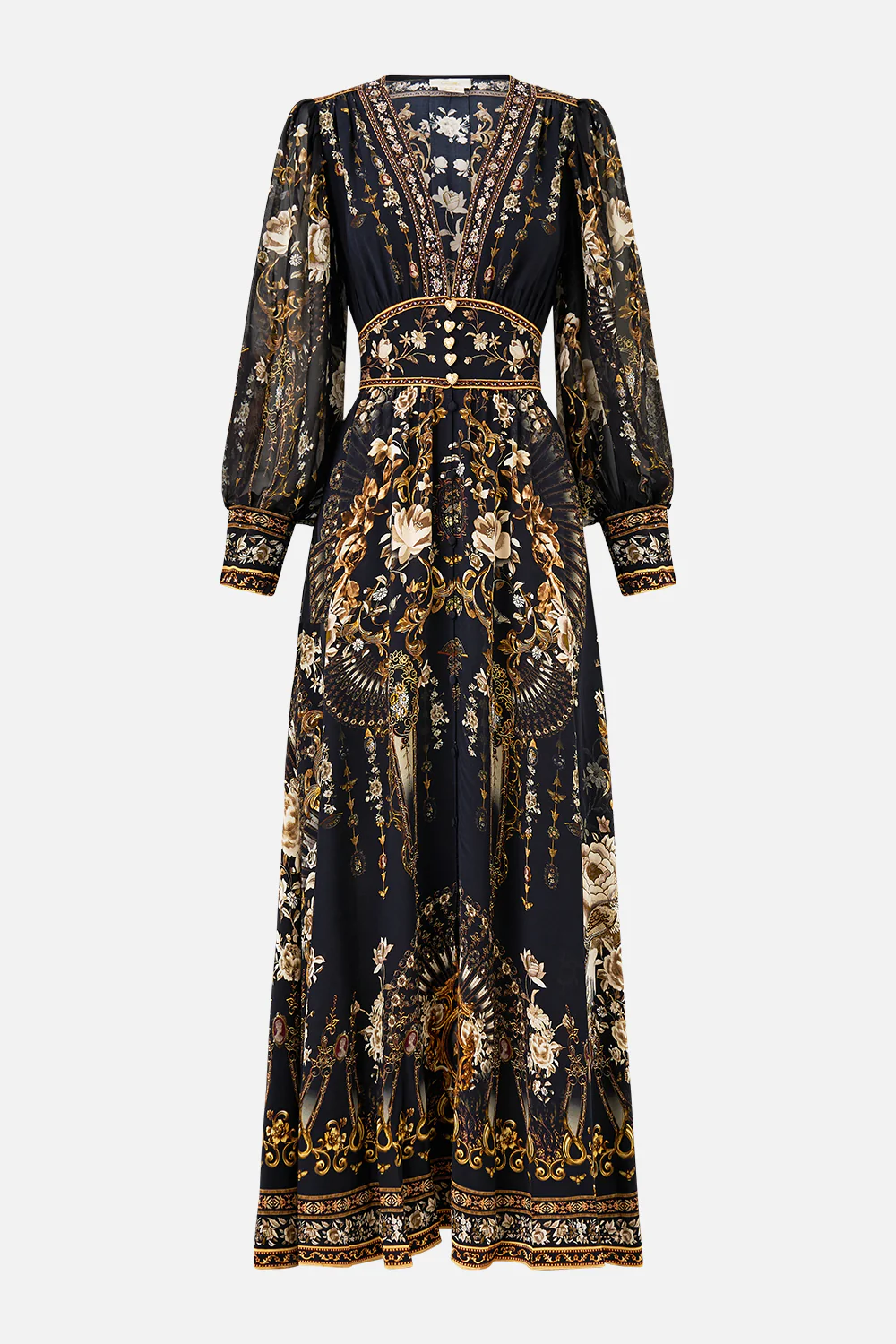 SHAPED WAISTBAND DRESS WITH GATHERED SLEEVES FLAMENCO FOLKLORE - Image 3