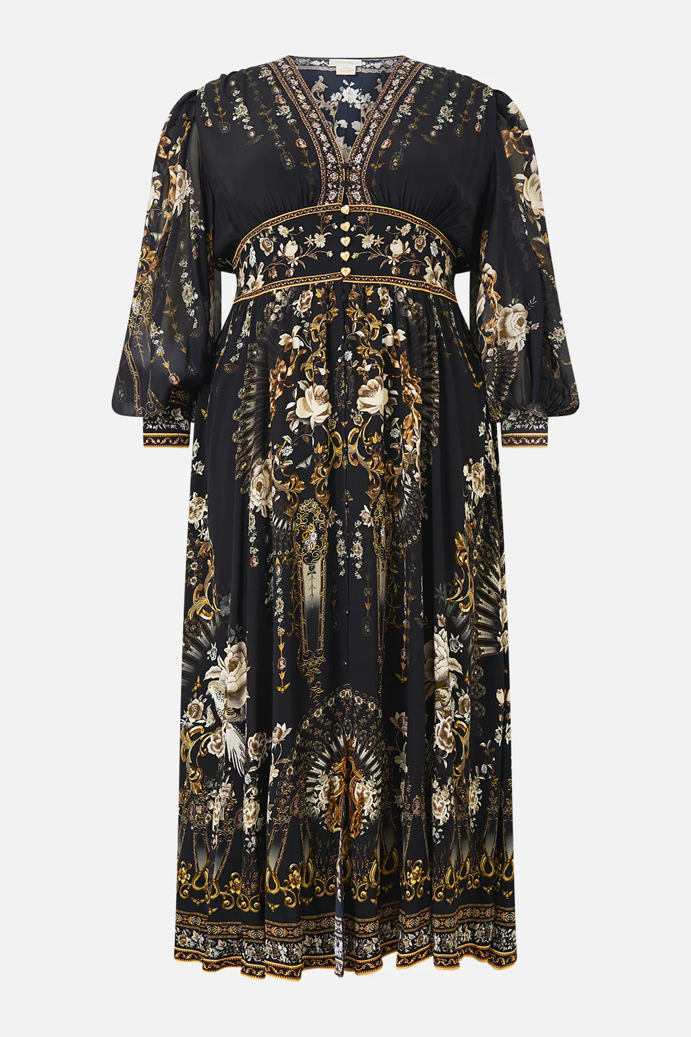 SHAPED WAISTBAND DRESS WITH GATHERED SLEEVES FLAMENCO FOLKLORE - Image 9