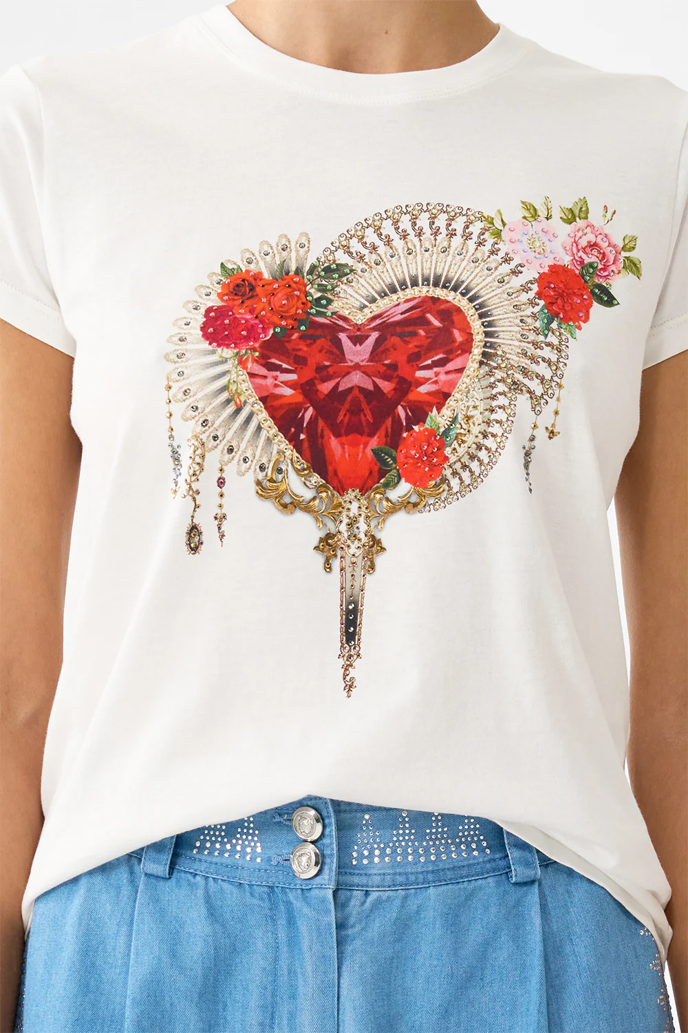 SLIM FIT ROUND NECK T-SHIRT - WHITE OLÉ OLÉ - Image 6