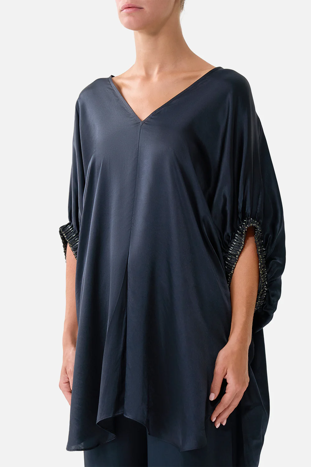 GATHERED CUFF V NECK TOP DAUGHTERS OF DUENDE - Image 5