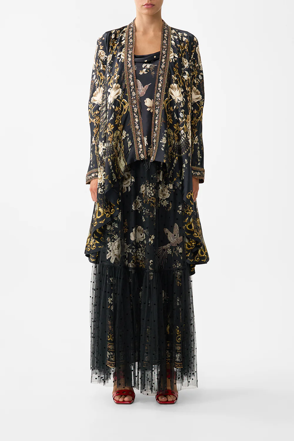 CROPPED SLEEVE LAYER WITH WAIST TIE FLAMENCO FOLKLORE