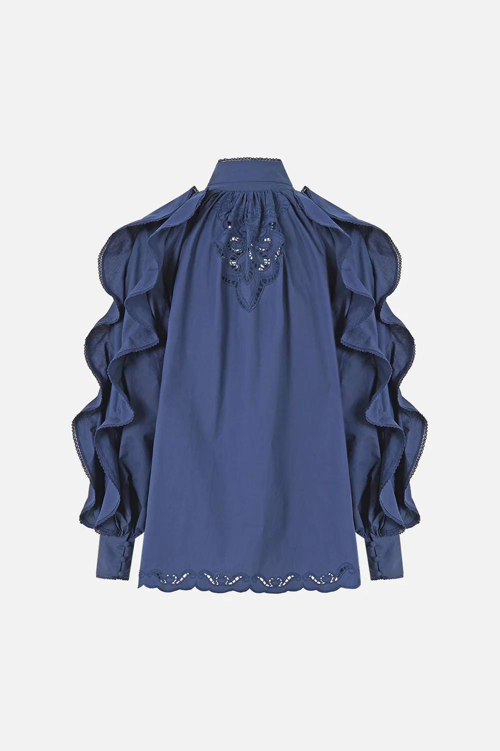 RELAXED BLOUSE WITH FRILL SLEEVE DETAIL - NAVY A TILED WONDERLAND - Image 2