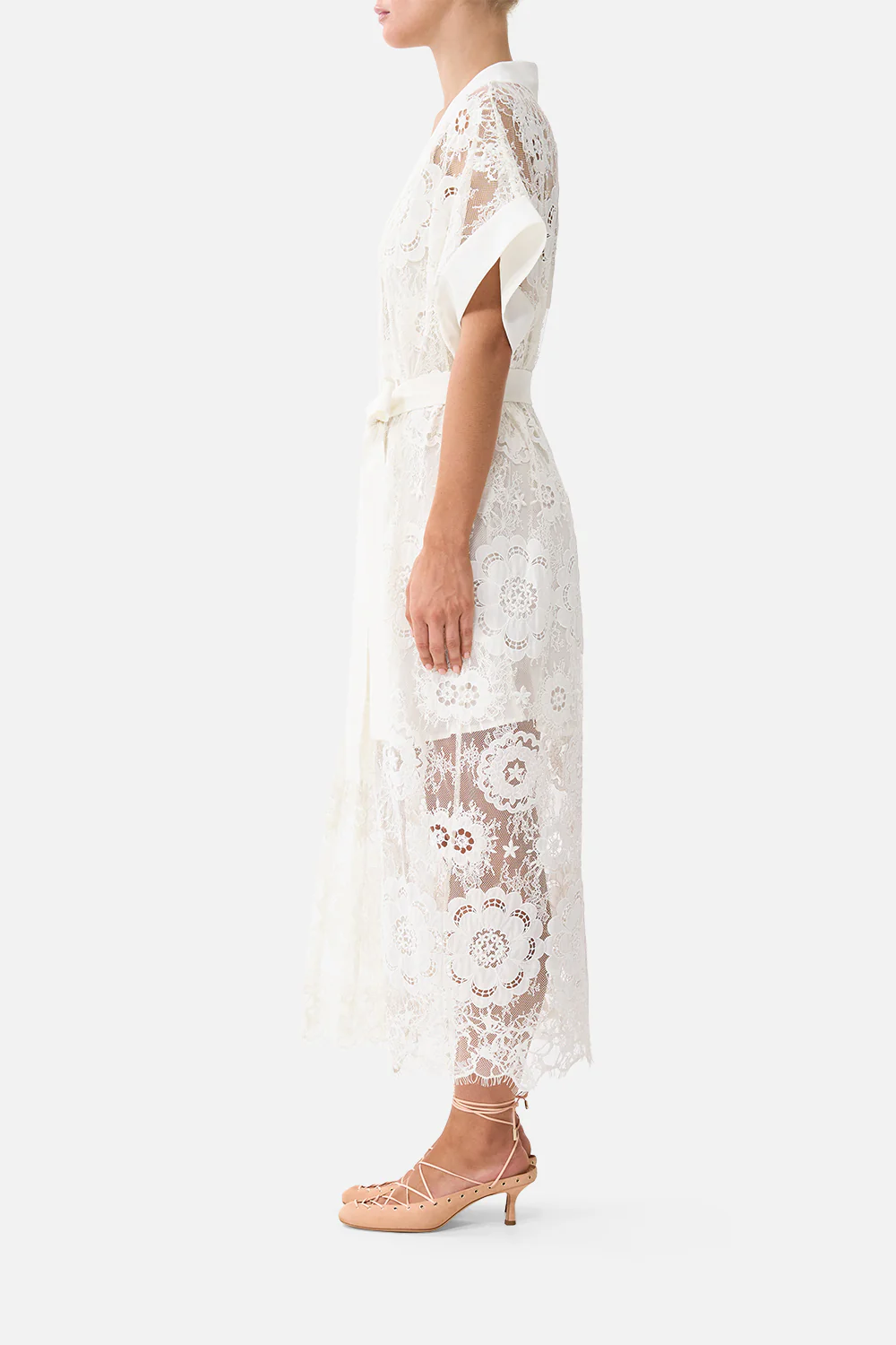 V NECK KAFTAN WITH TIE WAIST CREAM LACE I LEFT MY HEART IN GRANADA - Image 4
