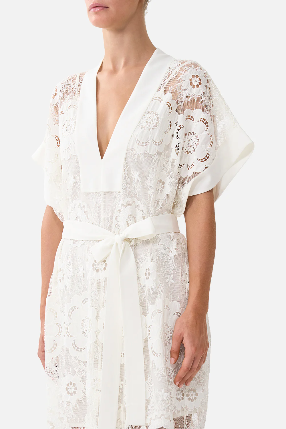V NECK KAFTAN WITH TIE WAIST CREAM LACE I LEFT MY HEART IN GRANADA - Image 5