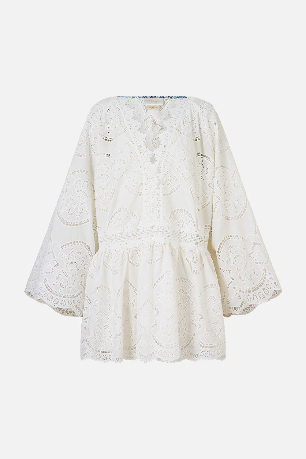 V NECK RELAXED SHORT DRESS WITH DROPPED WAIST A TILED WONDERLAND - Image 3