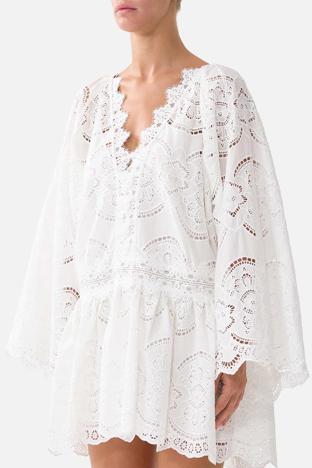 V NECK RELAXED SHORT DRESS WITH DROPPED WAIST A TILED WONDERLAND - Image 5