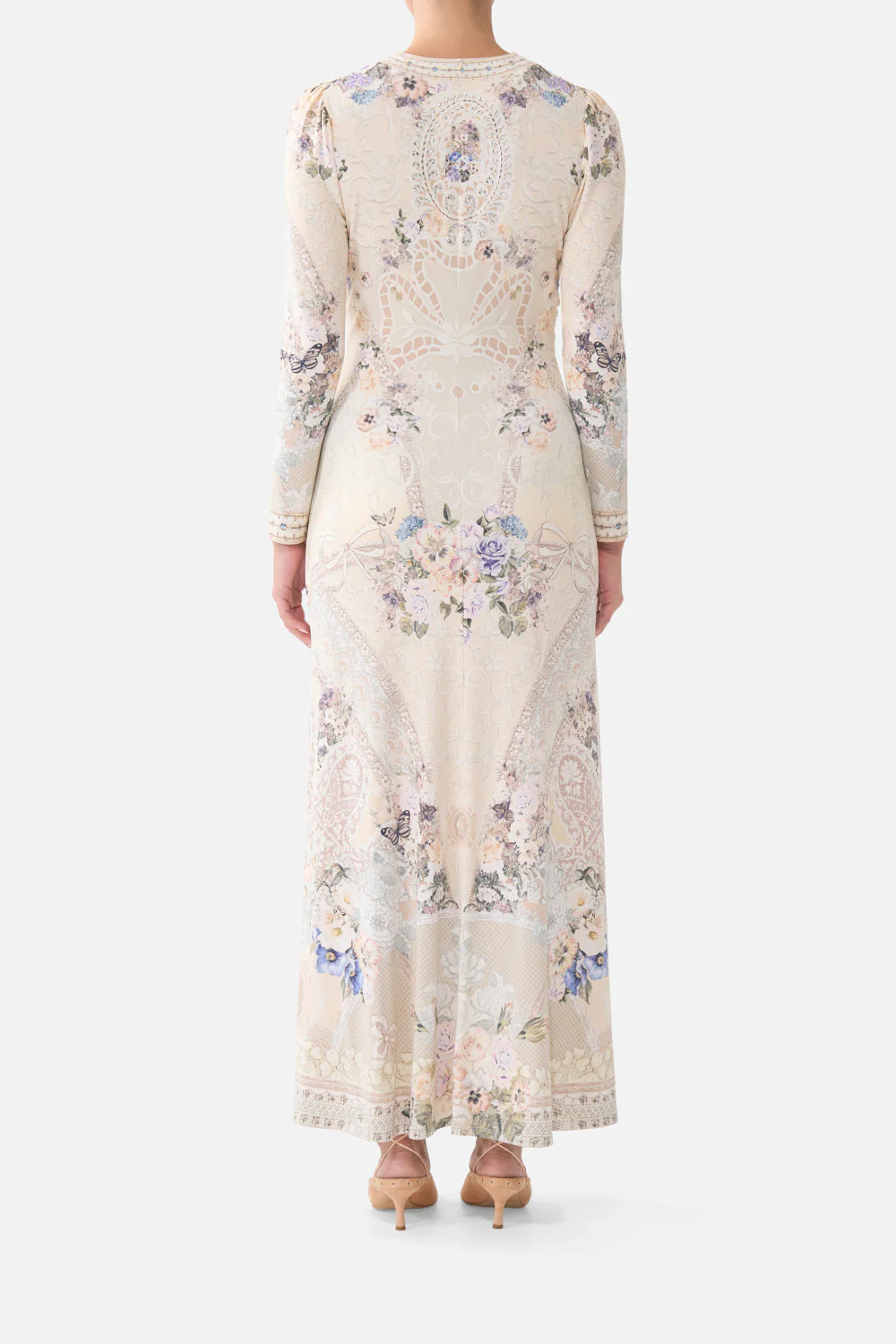 GATHERED JERSEY LONG DRESS LACED WITH LOVE - Image 2