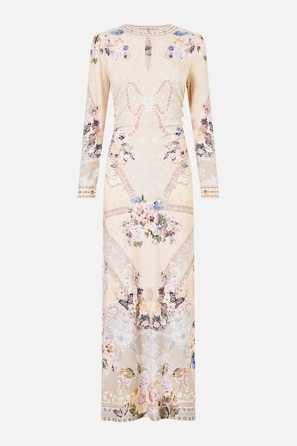 GATHERED JERSEY LONG DRESS LACED WITH LOVE - Image 3