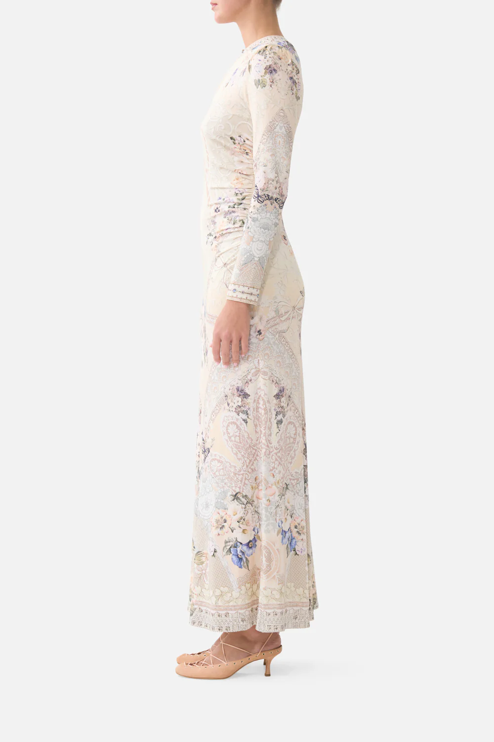 GATHERED JERSEY LONG DRESS LACED WITH LOVE - Image 4