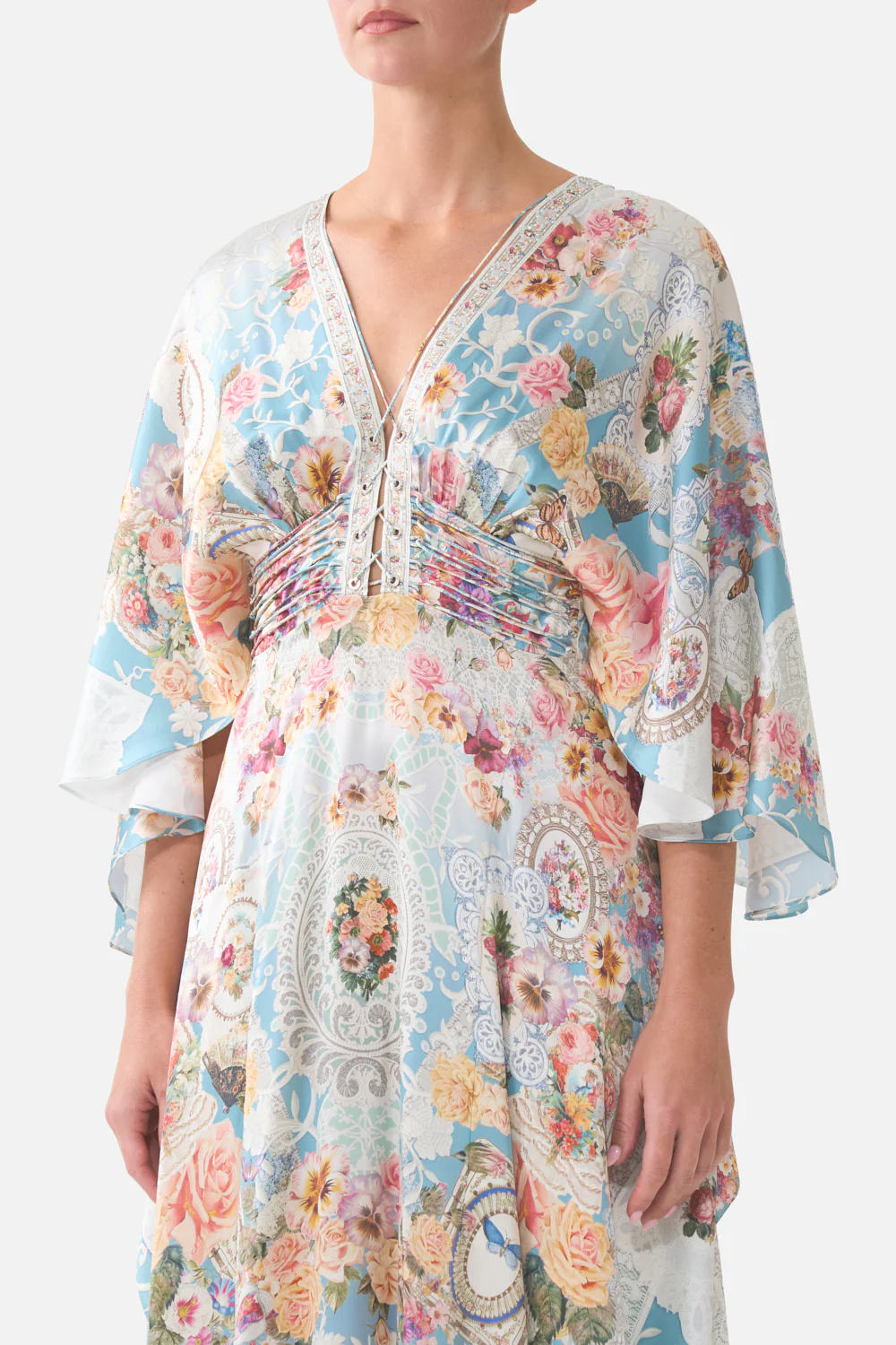 V NECK LACE UP DETAIL LONG DRESS A TASTE FOR LACE - Image 5