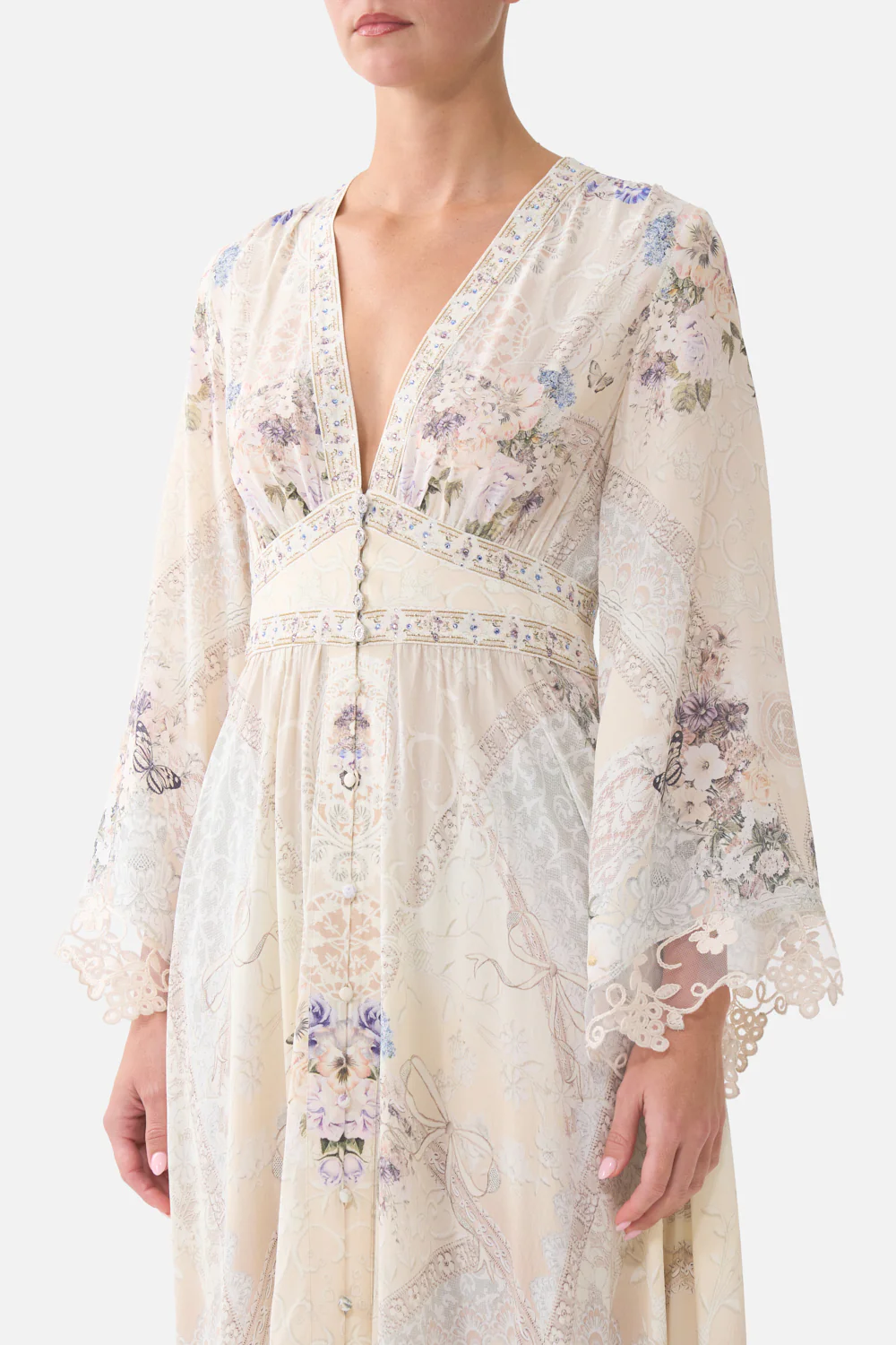 KIMONO SLEEVE DRESS WITH SHIRRING DETAIL LACED WITH LOVE - Image 5