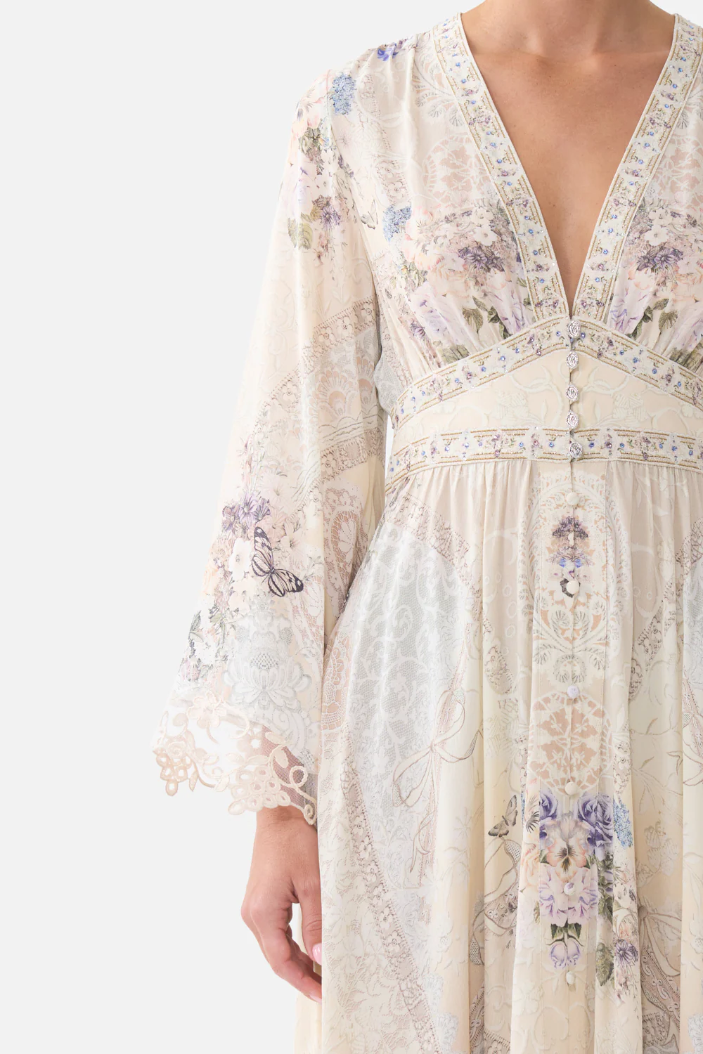 KIMONO SLEEVE DRESS WITH SHIRRING DETAIL LACED WITH LOVE - Image 6