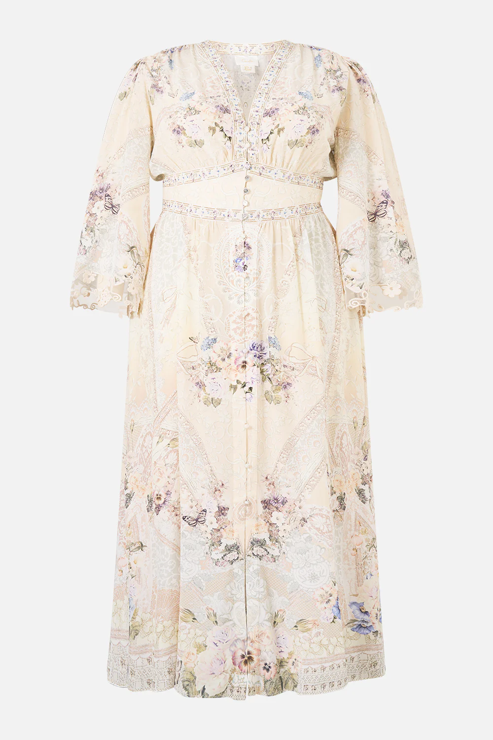 KIMONO SLEEVE DRESS WITH SHIRRING DETAIL LACED WITH LOVE - Image 9